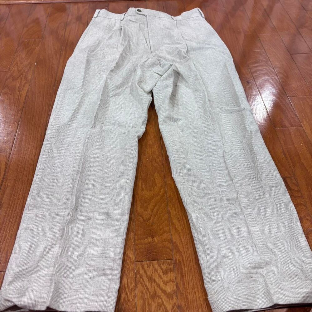 TOMMY HILFIGER Men's Grey Cream Straight Leg Vintage 90s Trousers Size 33x30 CB